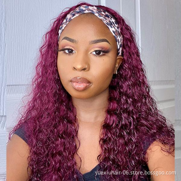 High Grade wholesale Natural 100% brazilian human Natural raw virgin straight kinky curly hair headband Wigs for black women